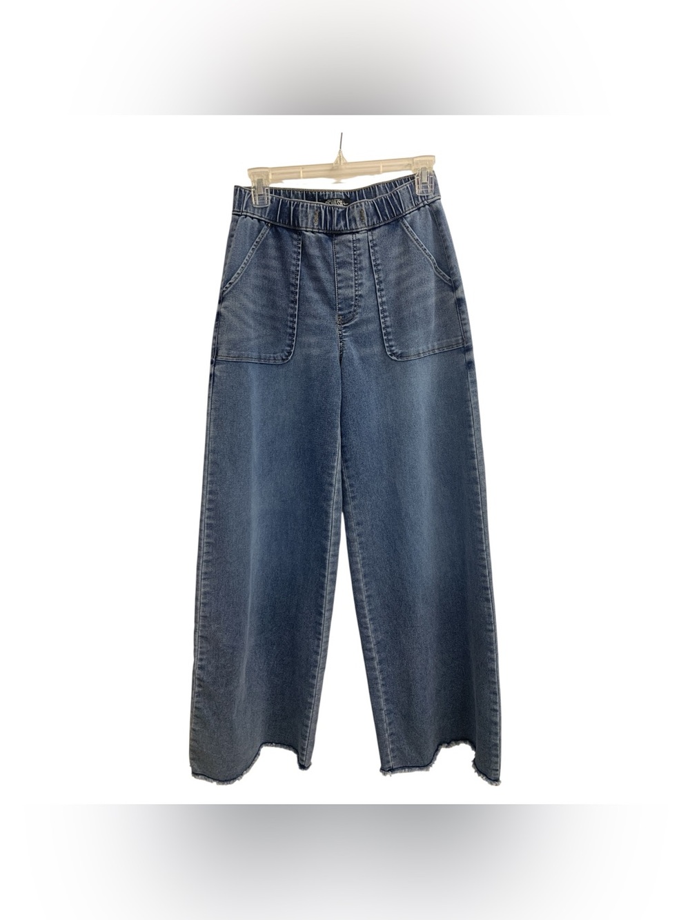 Wide Leg Elastic Waist Dark Blue Denim Jeans Size S